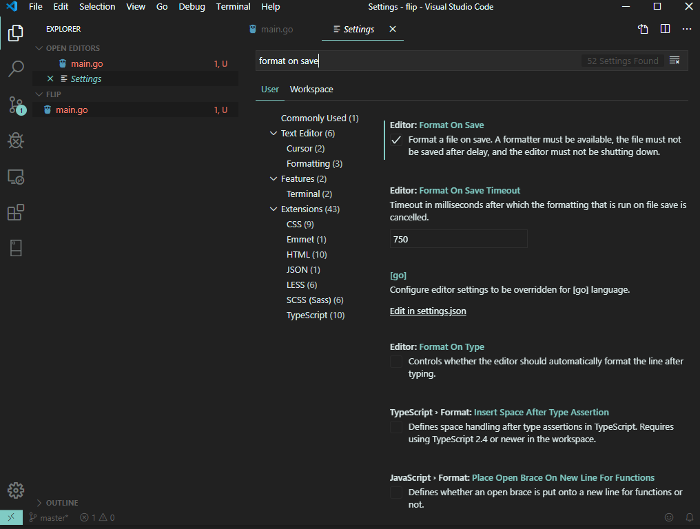 VS Code Format on Save